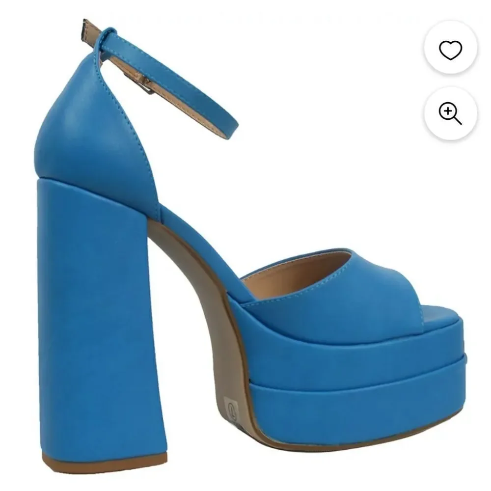 BRAND NEW SODA FAUX LEATHER HIGH PLATFORM CHUNKY ANKLE STRAP HEEL SANDAL S2
